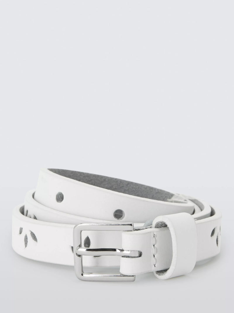 John Lewis kids white leather cut out belt, imported from the UK