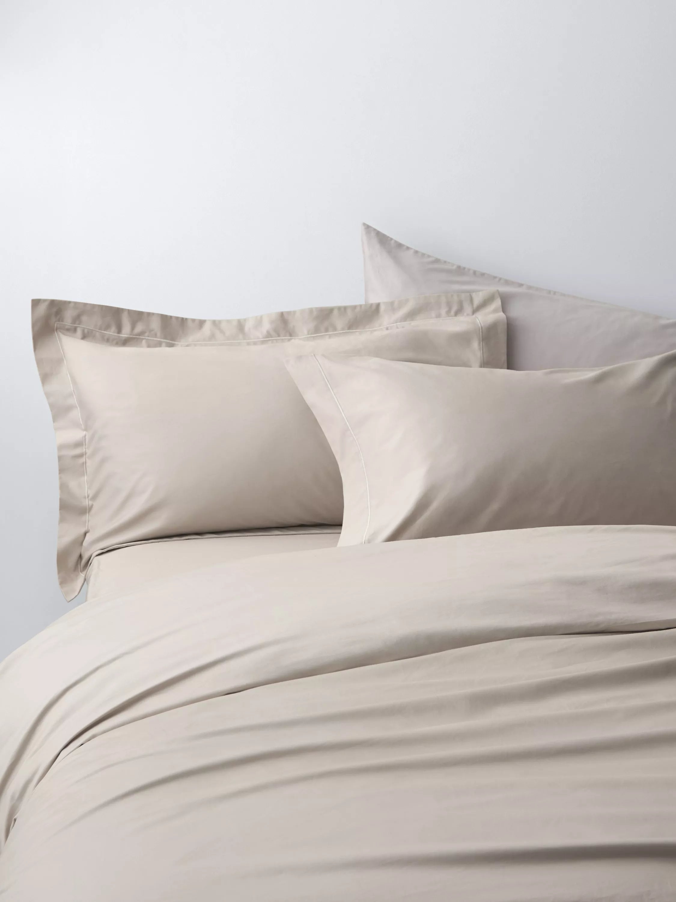 John Lewis Egyptian Cotton Sateen 600 Thread Count Bedding, Cashew, Standard Pillowcase, Pair