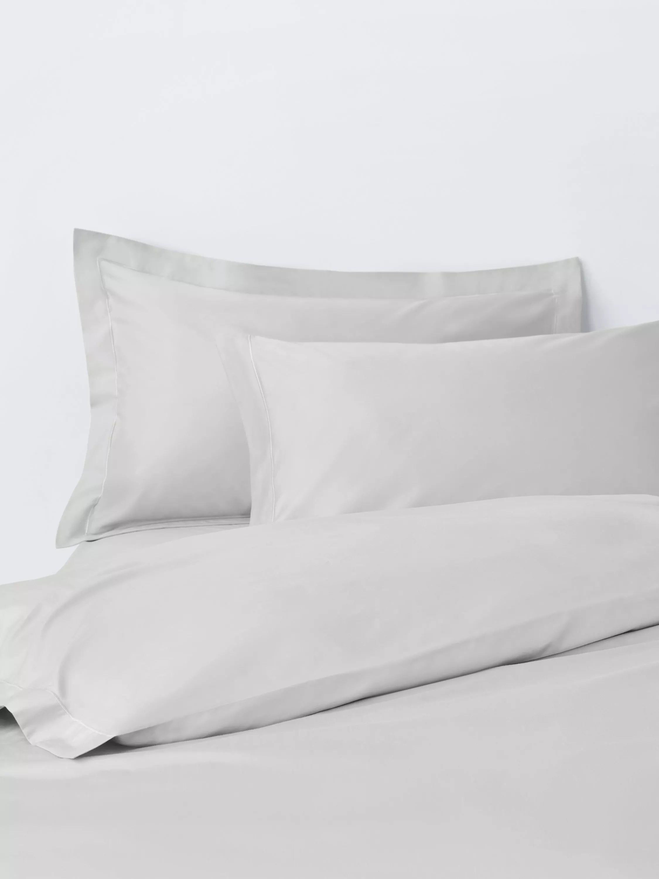 John Lewis Egyptian Cotton Sateen 600 Thread Count Bedding, Light Grey, Standard Pillowcase, Pair