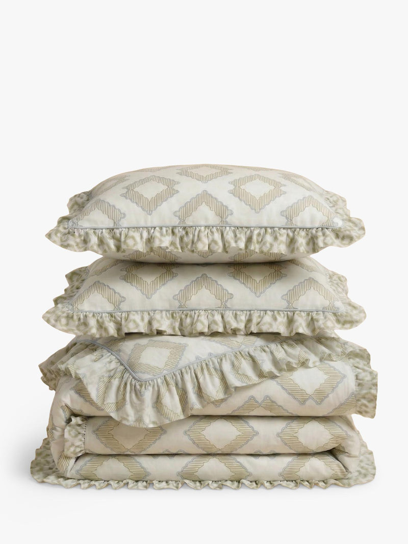TBCo Diamond duvet cover set green double (British brand)