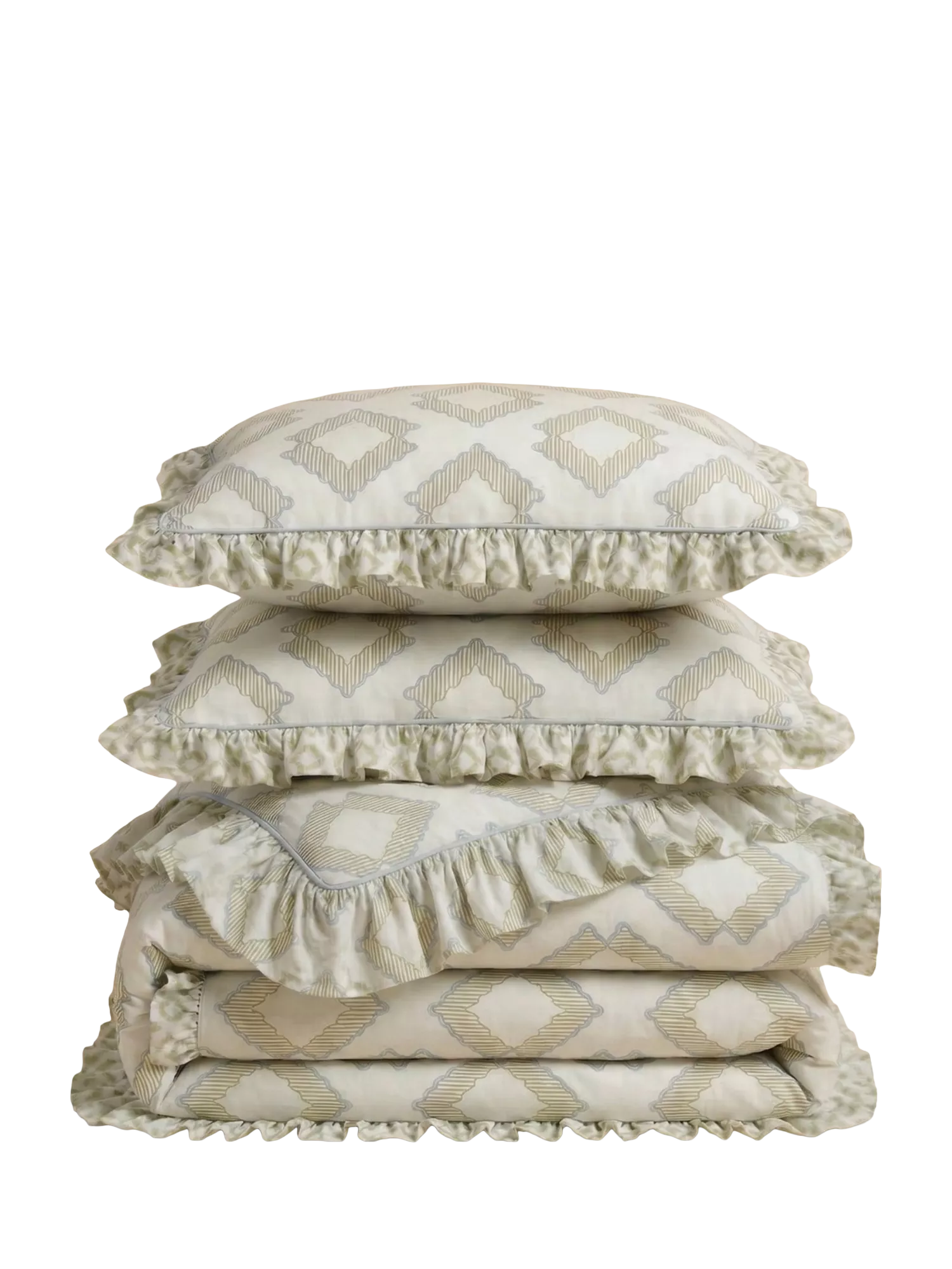 TBCo Diamond duvet cover set green double (British brand)