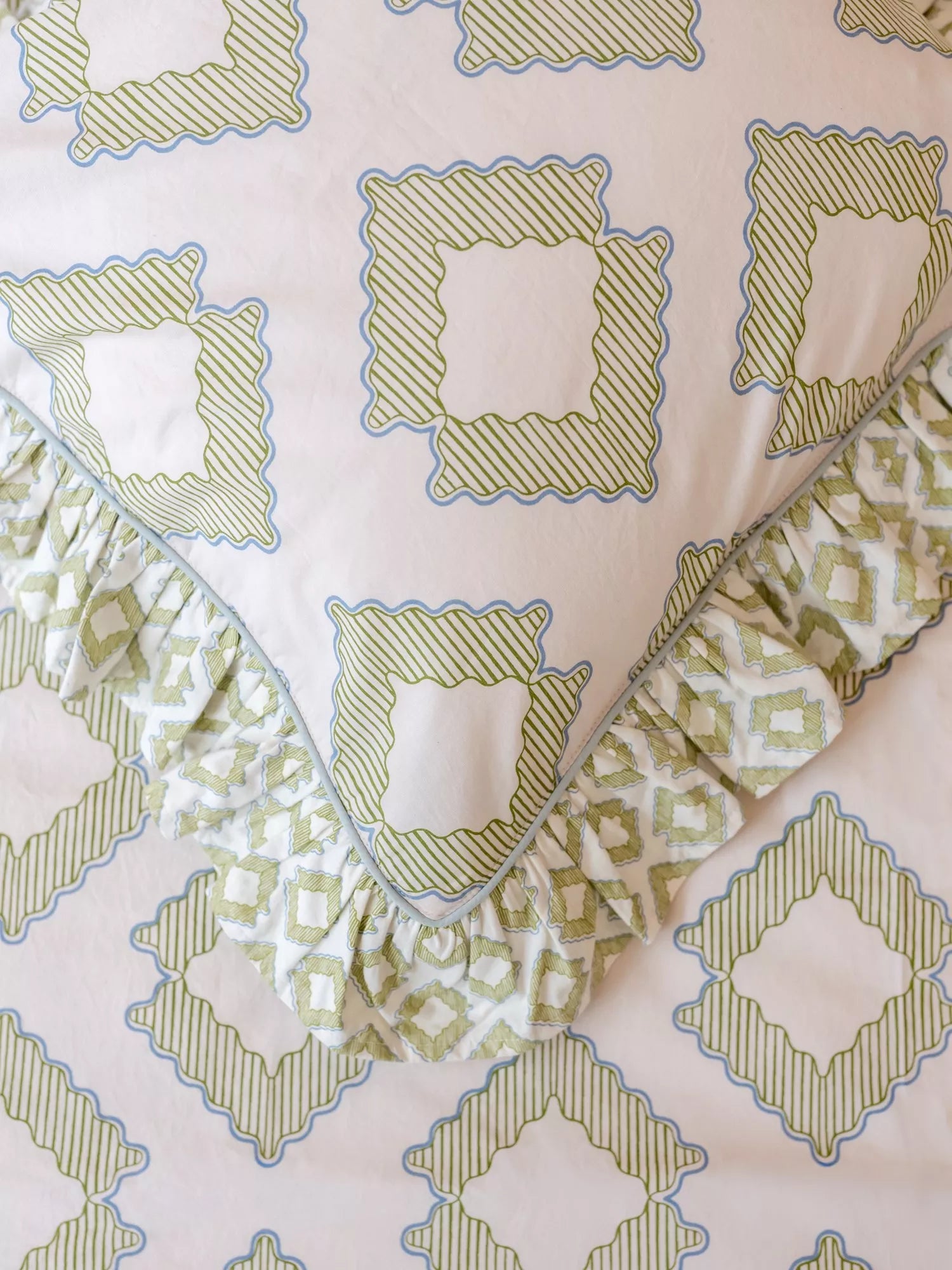 TBCo Diamond duvet cover set green double (British brand)