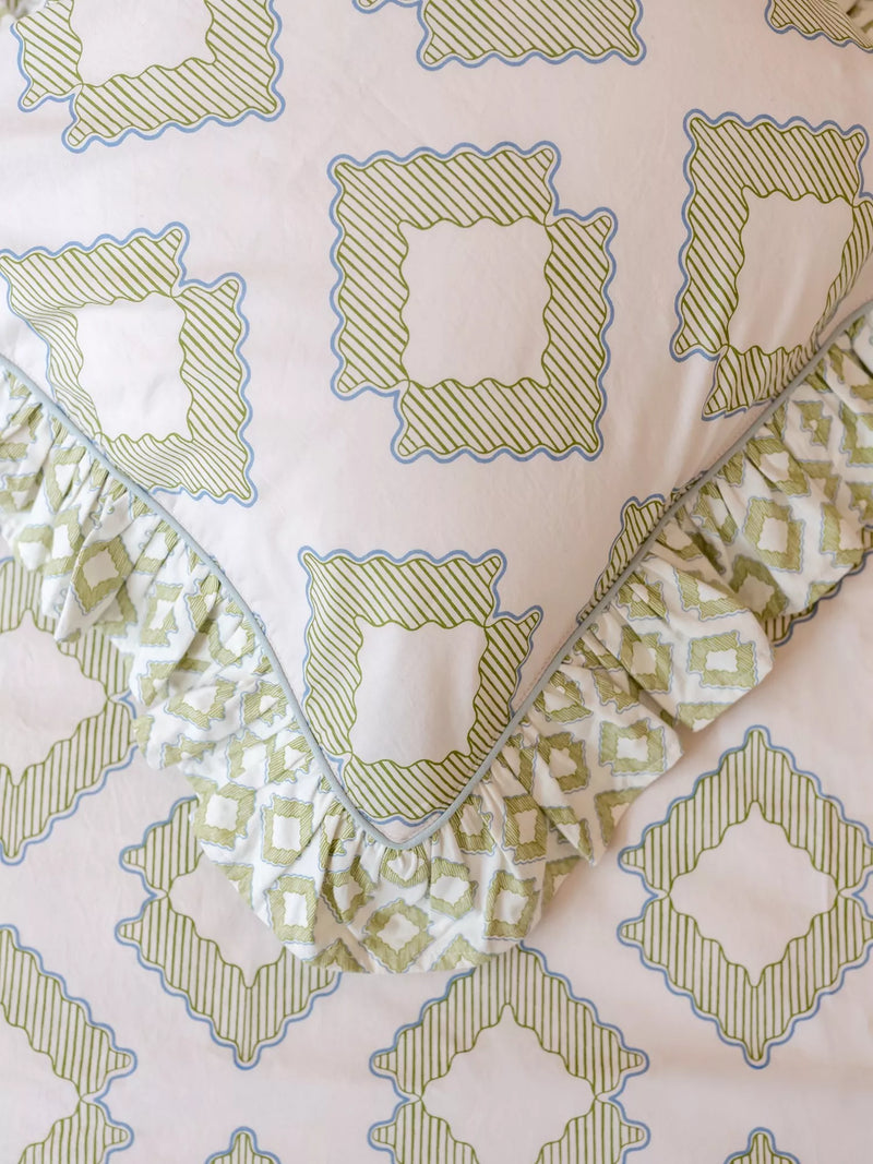 TBCo Diamond duvet cover set green double (British brand)