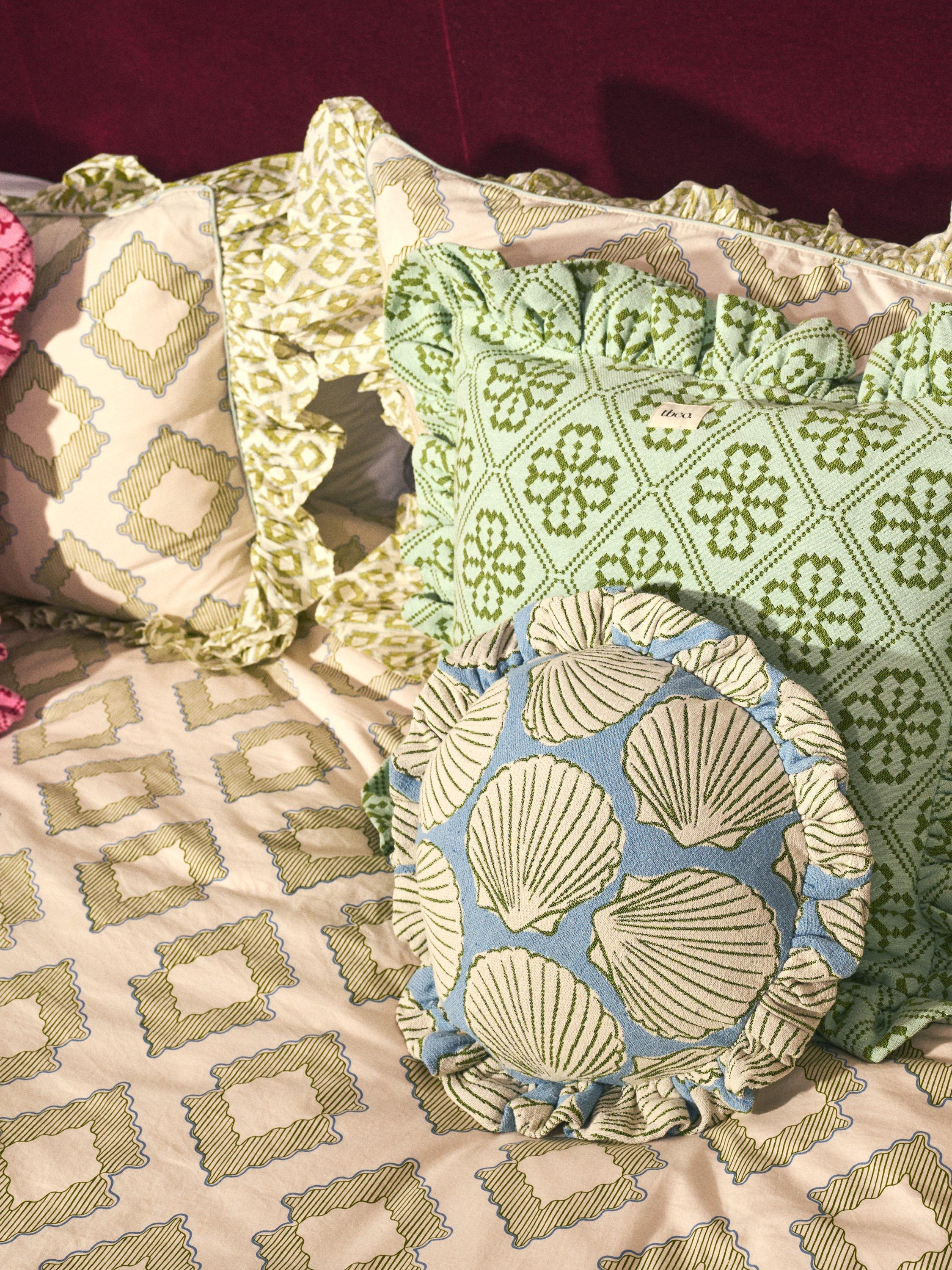 TBCo Diamond duvet cover set green double (British brand)