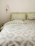 TBCo Diamond duvet cover set green double (British brand)