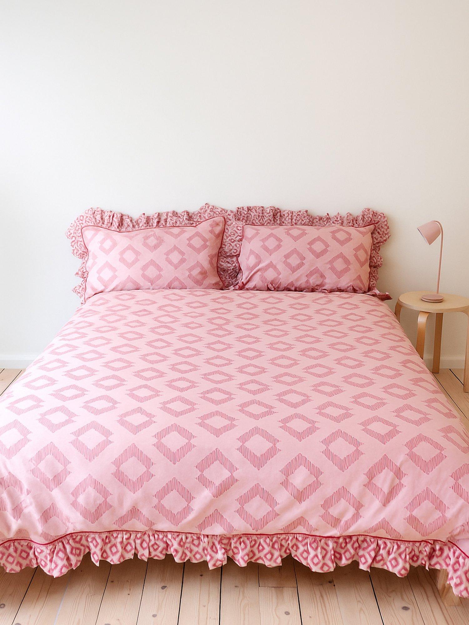 TBCo Diamond Cotton Duvet Cover Set, Pink Double - British product