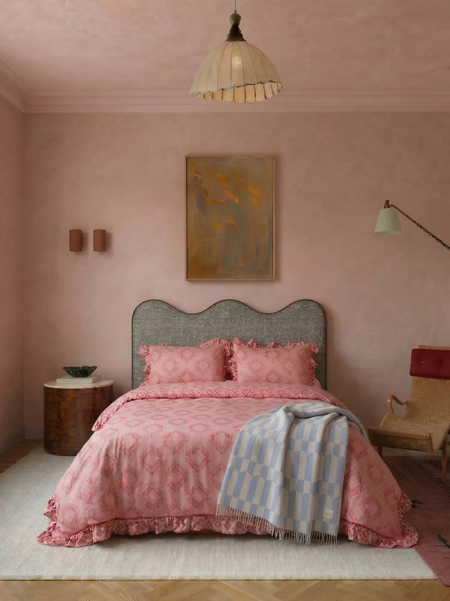 TBCo Diamond Cotton Duvet Cover Set, Pink Double - British product
