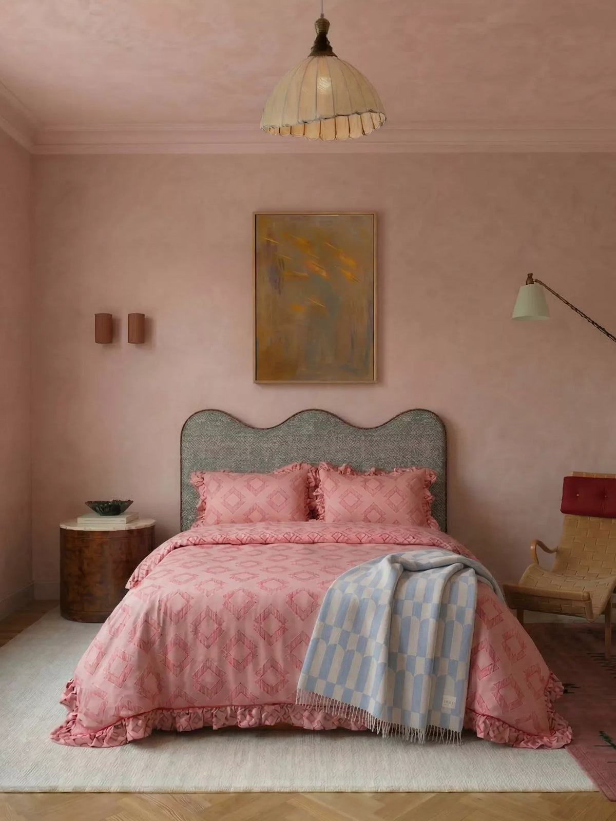 TBCo Diamond Cotton Duvet Cover Set, Pink Double - British product