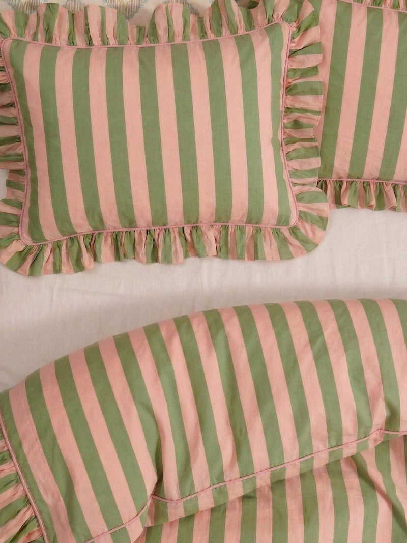 TBCo green stripe duvet cover set double, imported from the UK