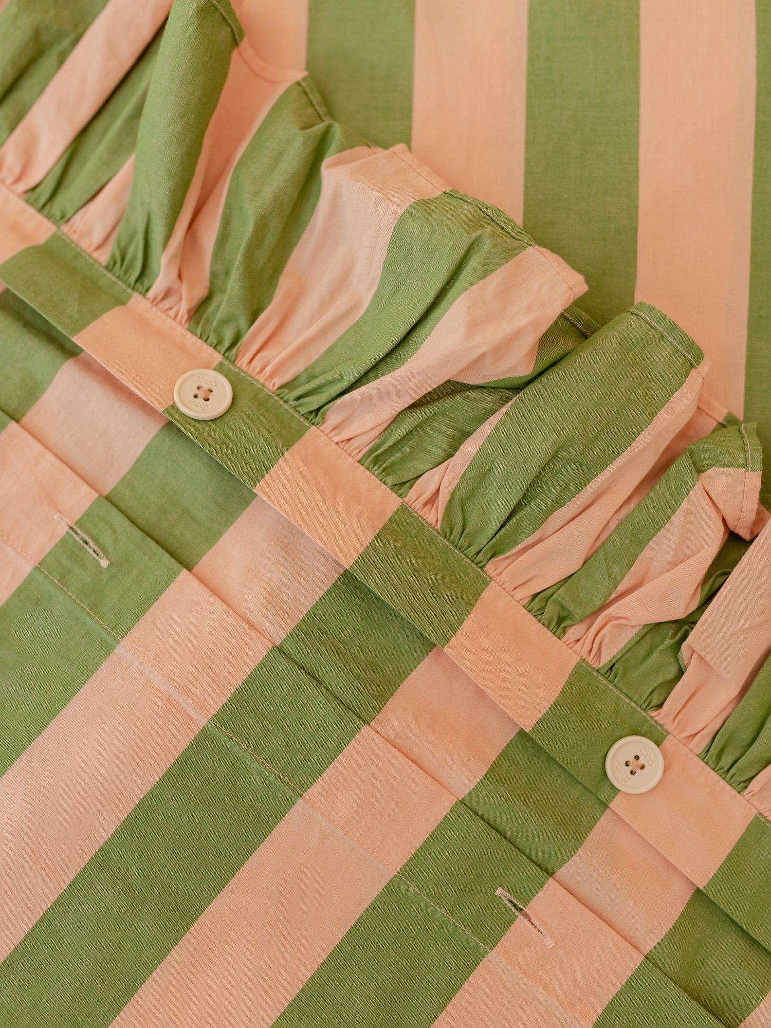 TBCo green stripe duvet cover set double, imported from the UK