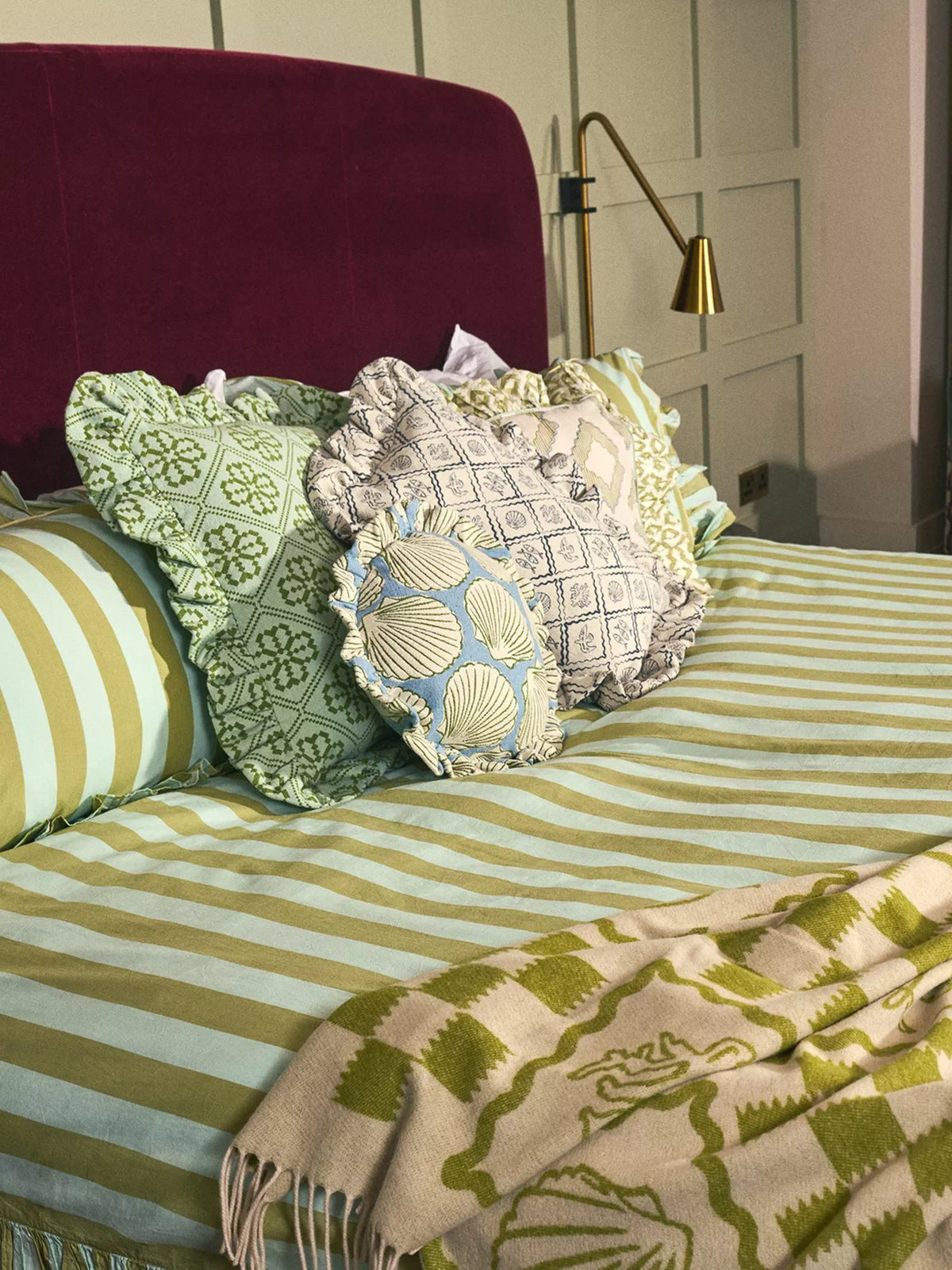 TBCo mint stripe cotton duvet cover set double, UK version