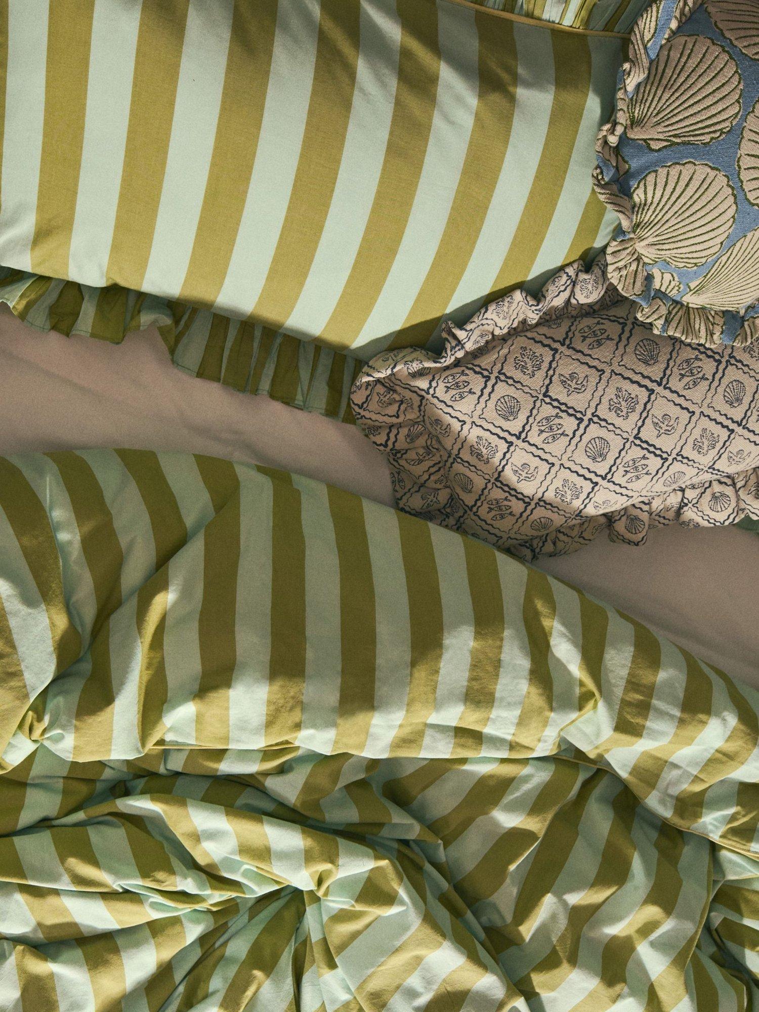TBCo mint stripe cotton duvet cover set double, UK version