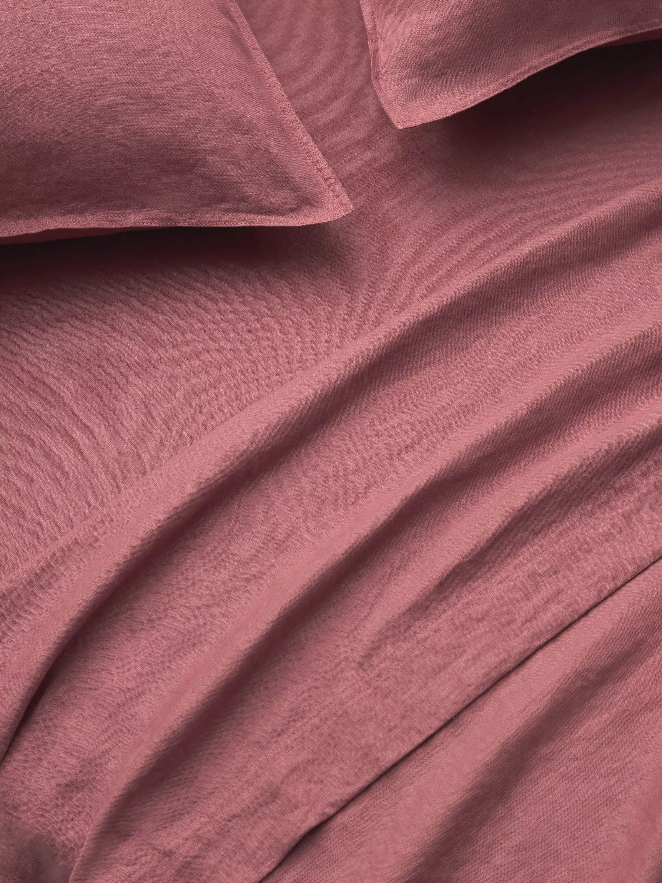John Lewis Washed Linen Double Flat Sheet, Pink Clay