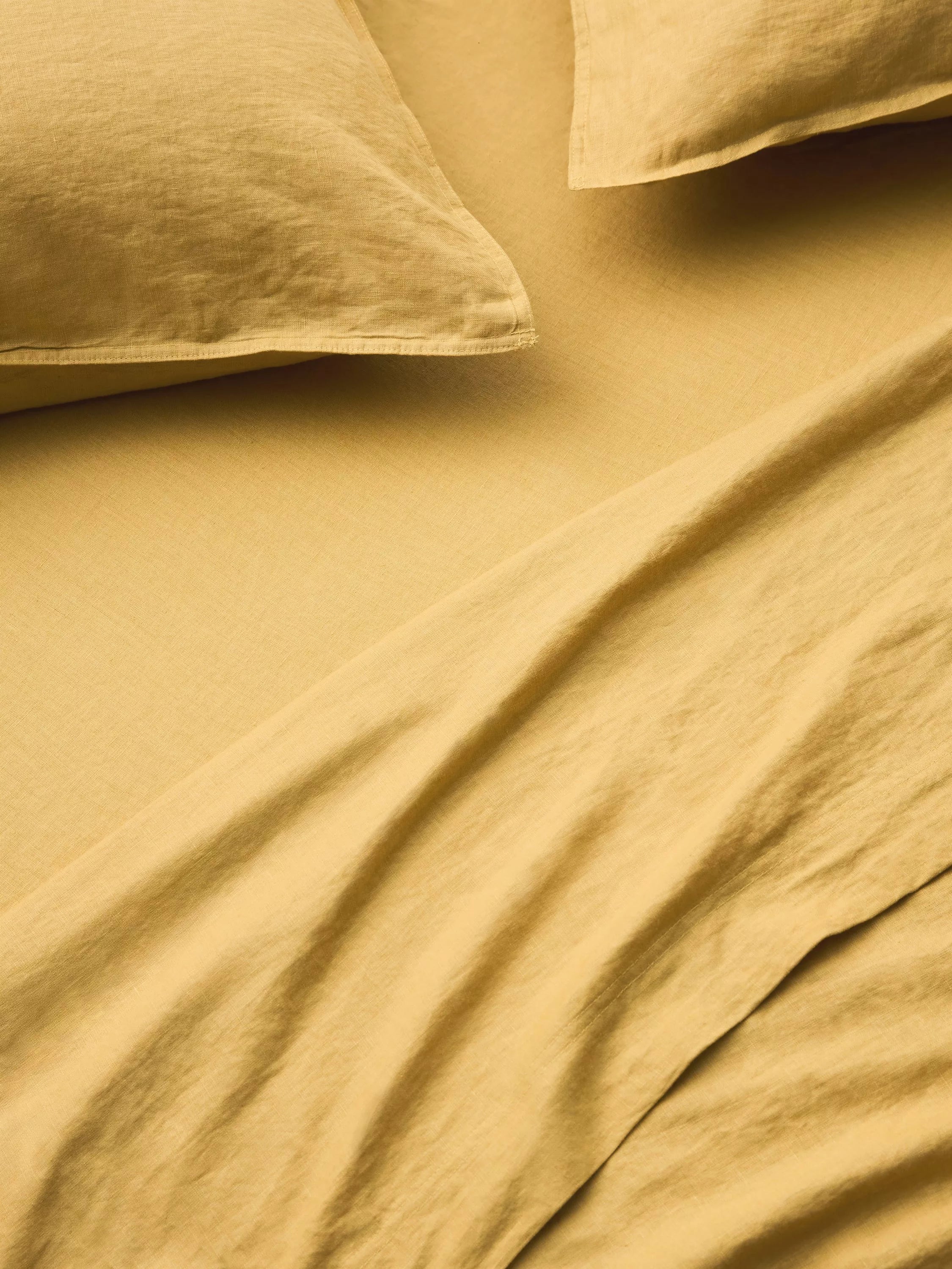 John Lewis Washed Linen Double Flat Sheet, Ochre Yellow