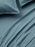 John Lewis Washed Linen Double Flat Sheet, Nordic Blue