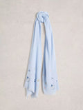 White Stuff embroidered scarf light blue, imported from the UK