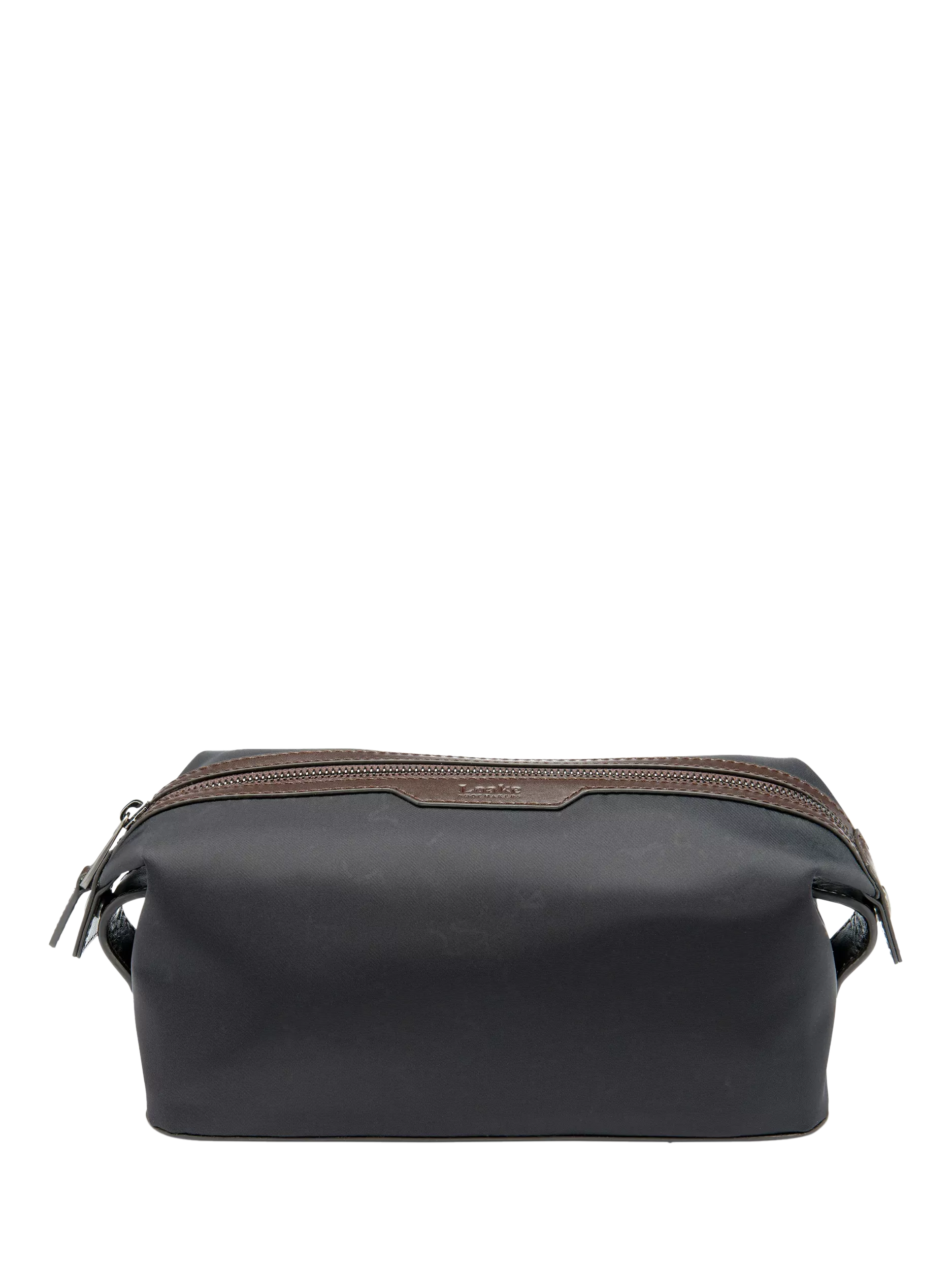 Loake Welland wash bag black nylon leather trim, UK version