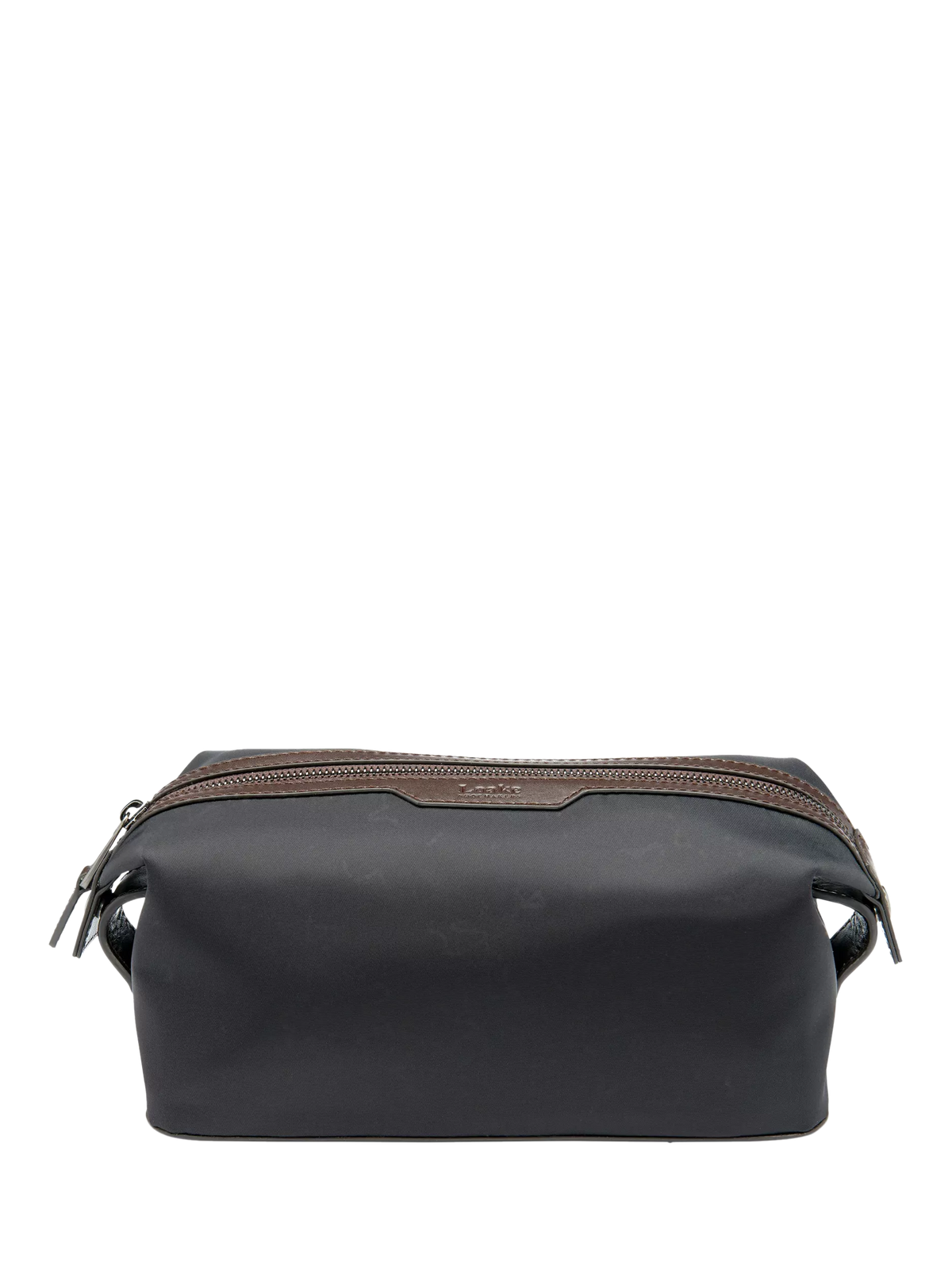 Loake Welland wash bag black nylon leather trim, UK version