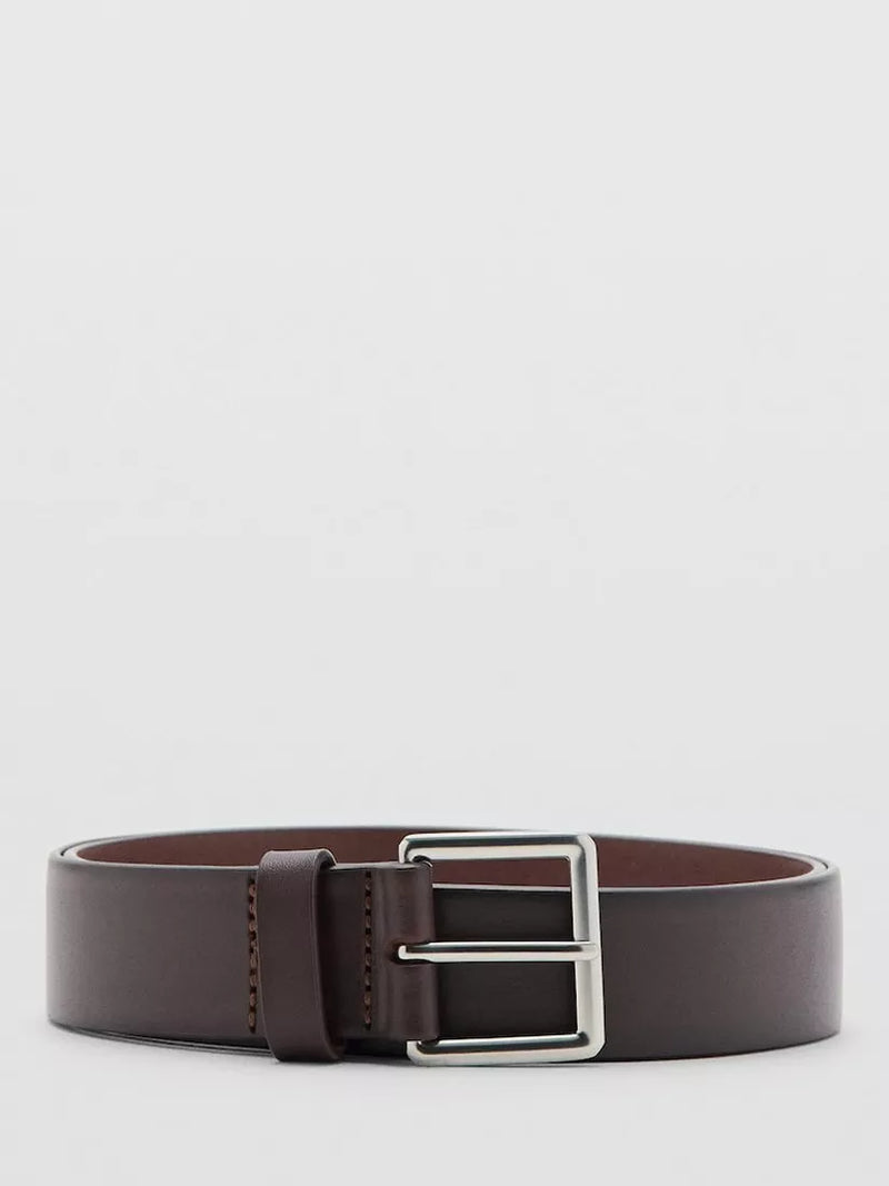 Mango Bolognia Leather Belt, Brown, 40