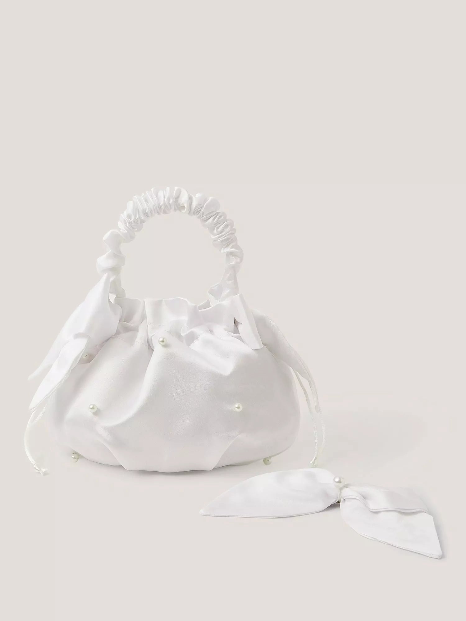 Monsoon kids' pearl bag and hair bow set white, imported from the UK