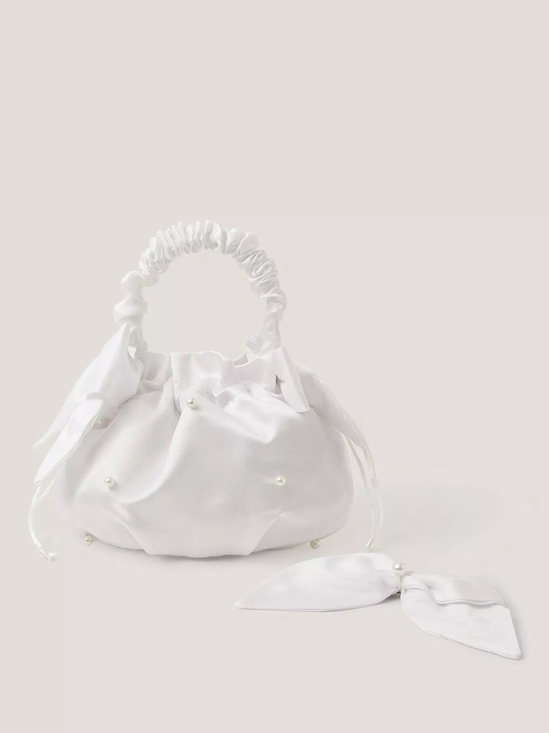 Monsoon kids' pearl bag and hair bow set white, imported from the UK