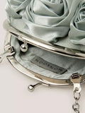 Monsoon kids' satin bag in sage with rose applique, UK version