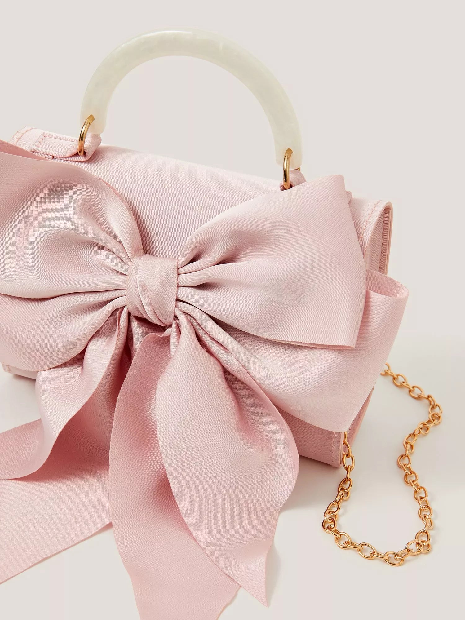 Monsoon kids satin bow bag dusky pink - British product