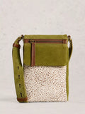 White Stuff Tiggy suede crossbody bag green, imported from the UK