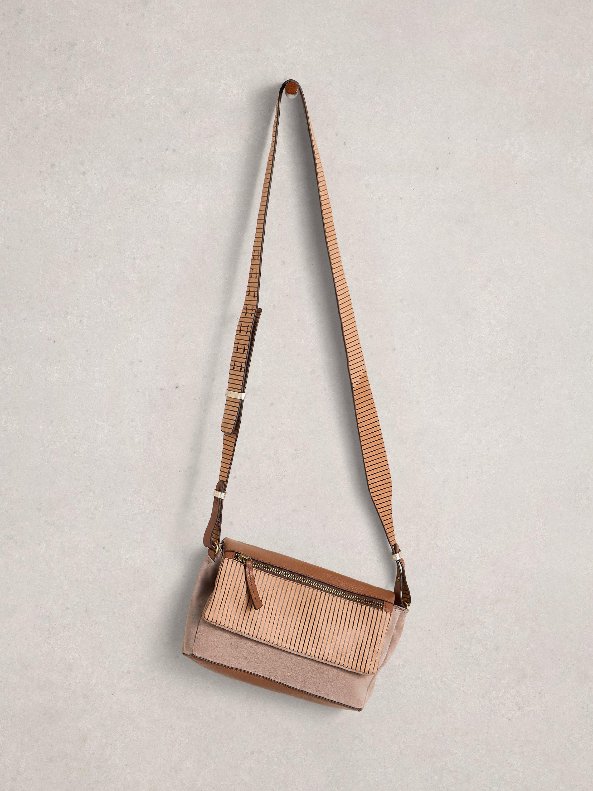White Stuff Tiggy cross body bag in multi colour block, imported from the UK