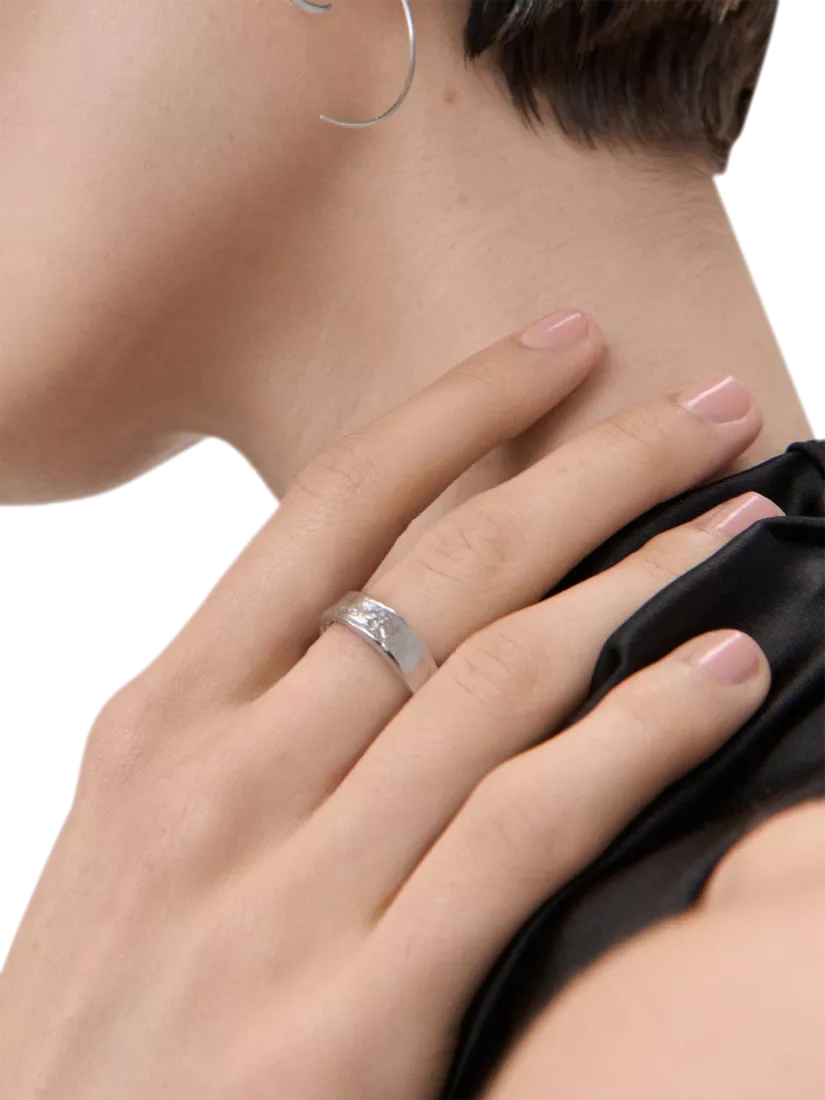 Ottoman Hands Dela adjustable band ring silver, UK version