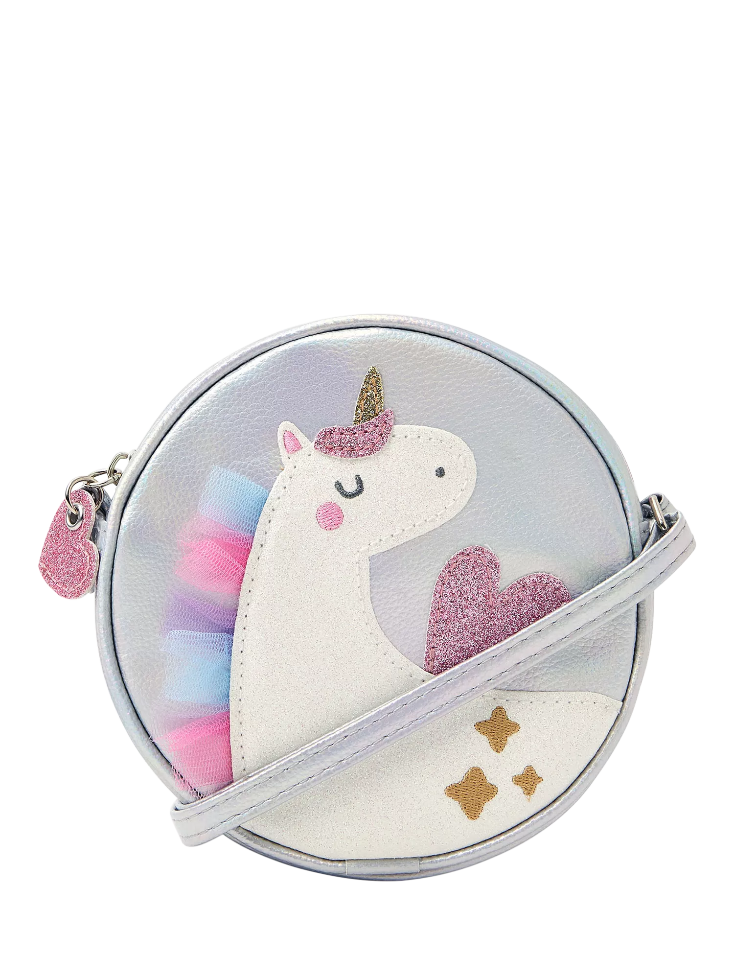Angels by Accessorize unicorn crossbody bag metallic round (British brand)