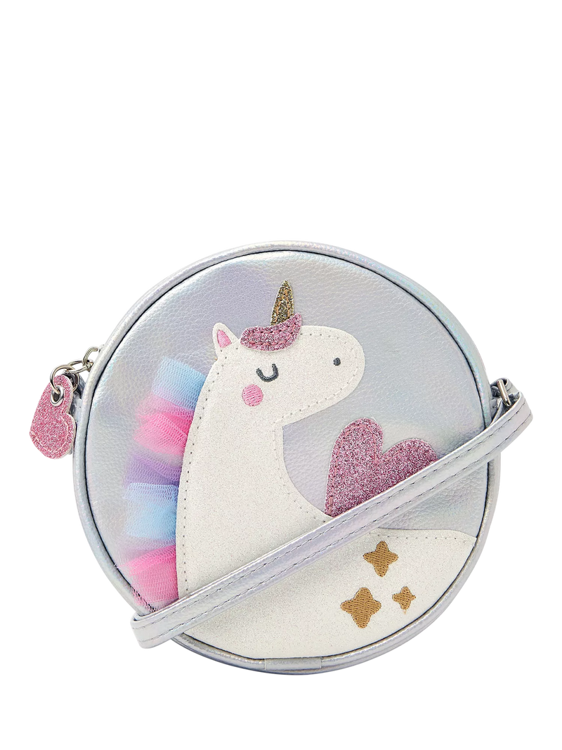 Angels by Accessorize unicorn crossbody bag metallic round (British brand)
