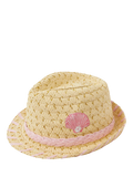 Angels by Accessorize kids straw trilby hat with seashell embroidery - British product