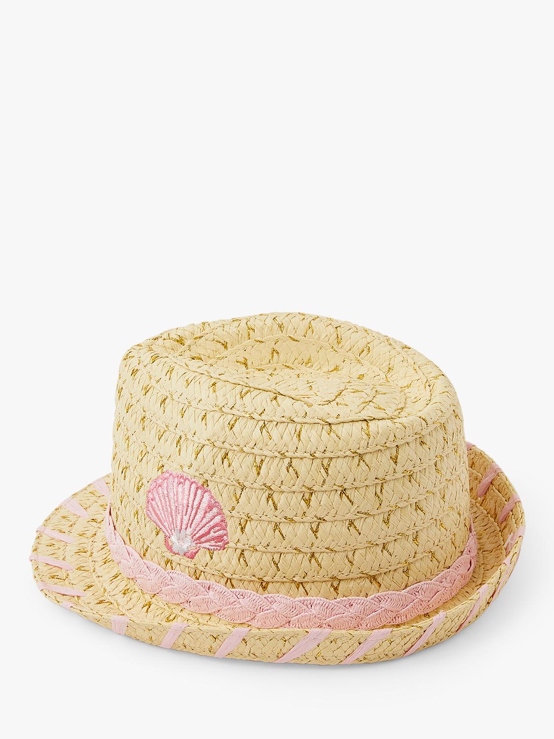Angels by Accessorize kids straw trilby hat with seashell embroidery - British product
