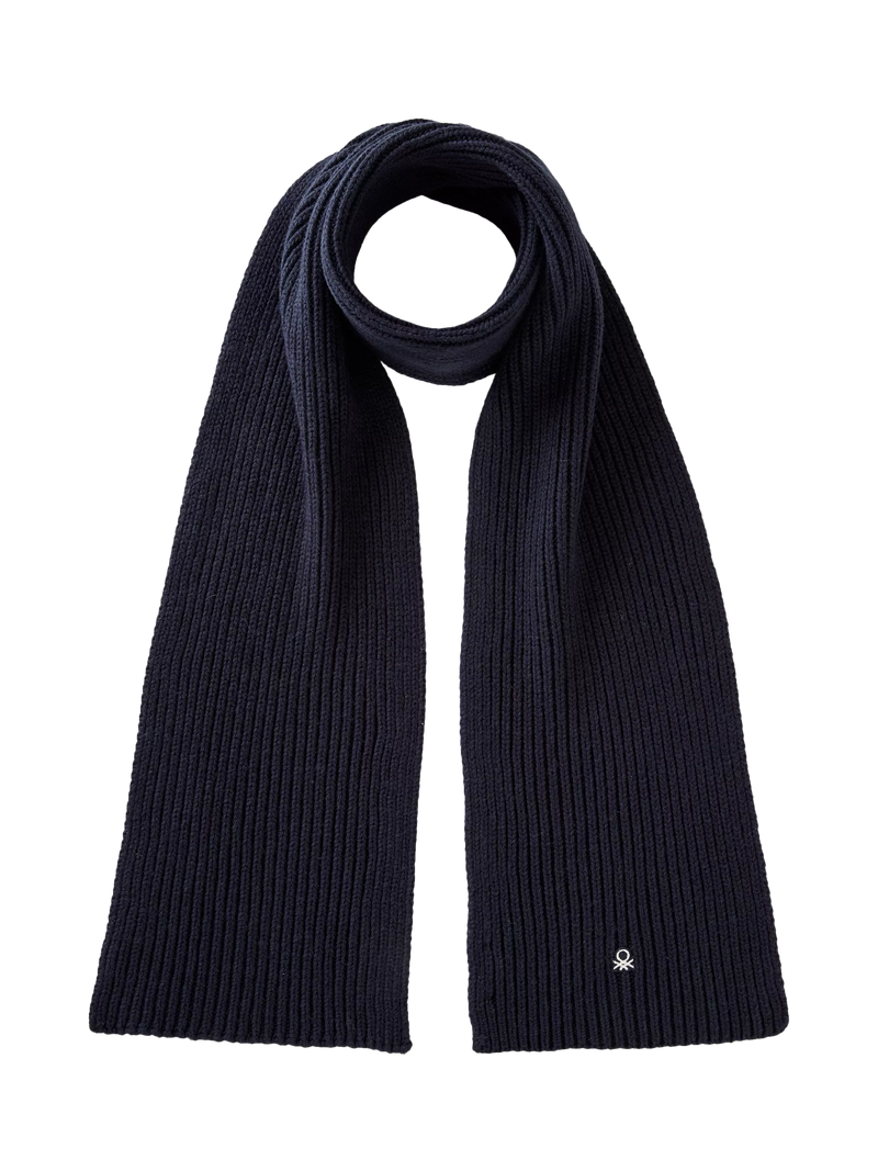 Benetton Wool Blend Knitted Scarf, Blue