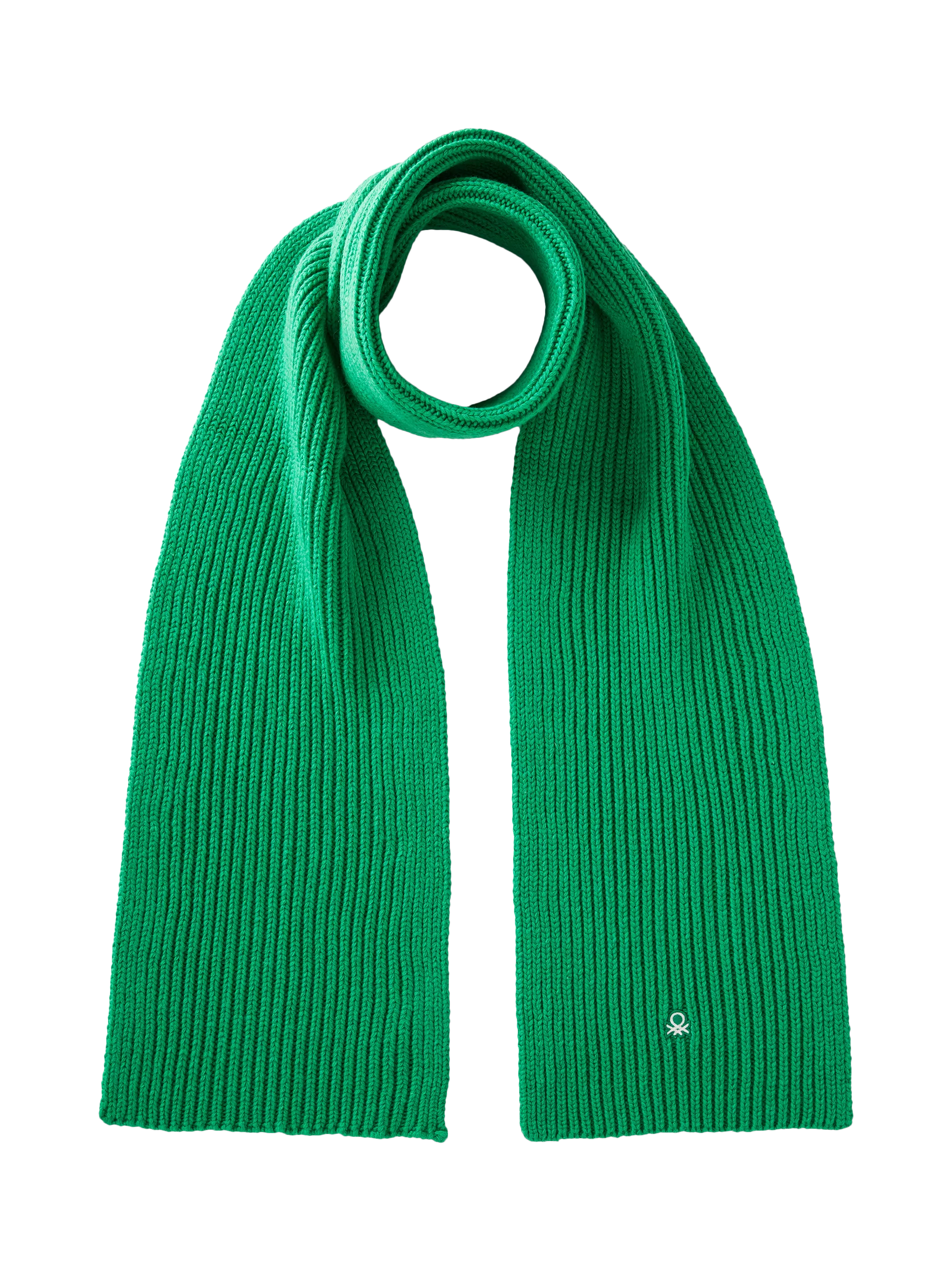 Benetton Wool Blend Knitted Scarf, Bright Green