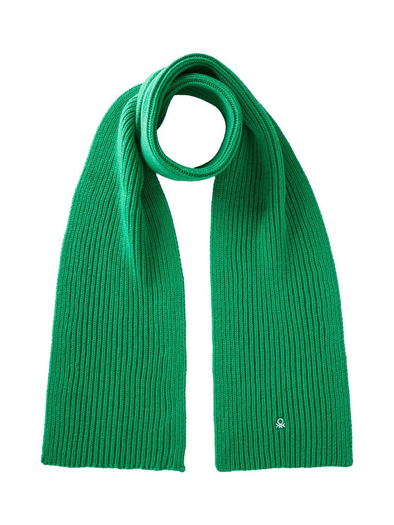 Benetton Wool Blend Knitted Scarf, Bright Green