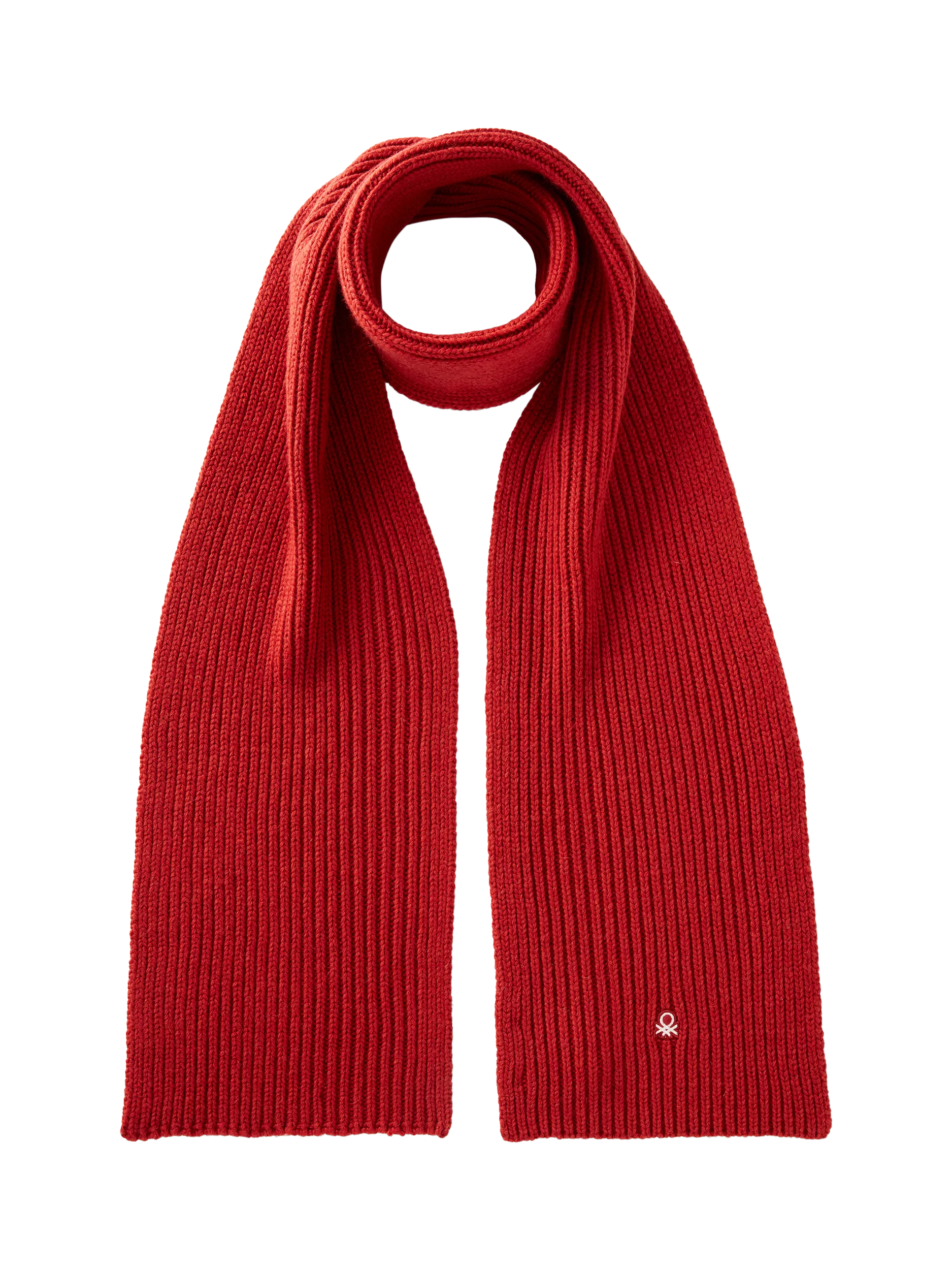 Benetton Wool Blend Knitted Scarf, Red