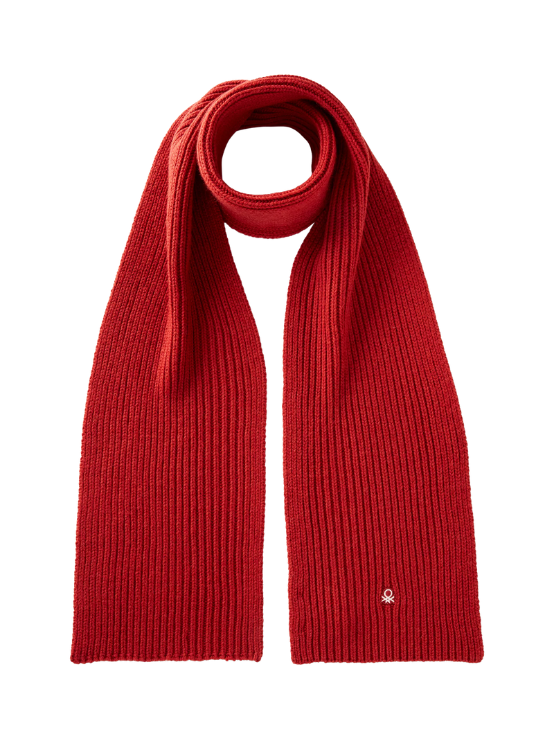Benetton Wool Blend Knitted Scarf, Red
