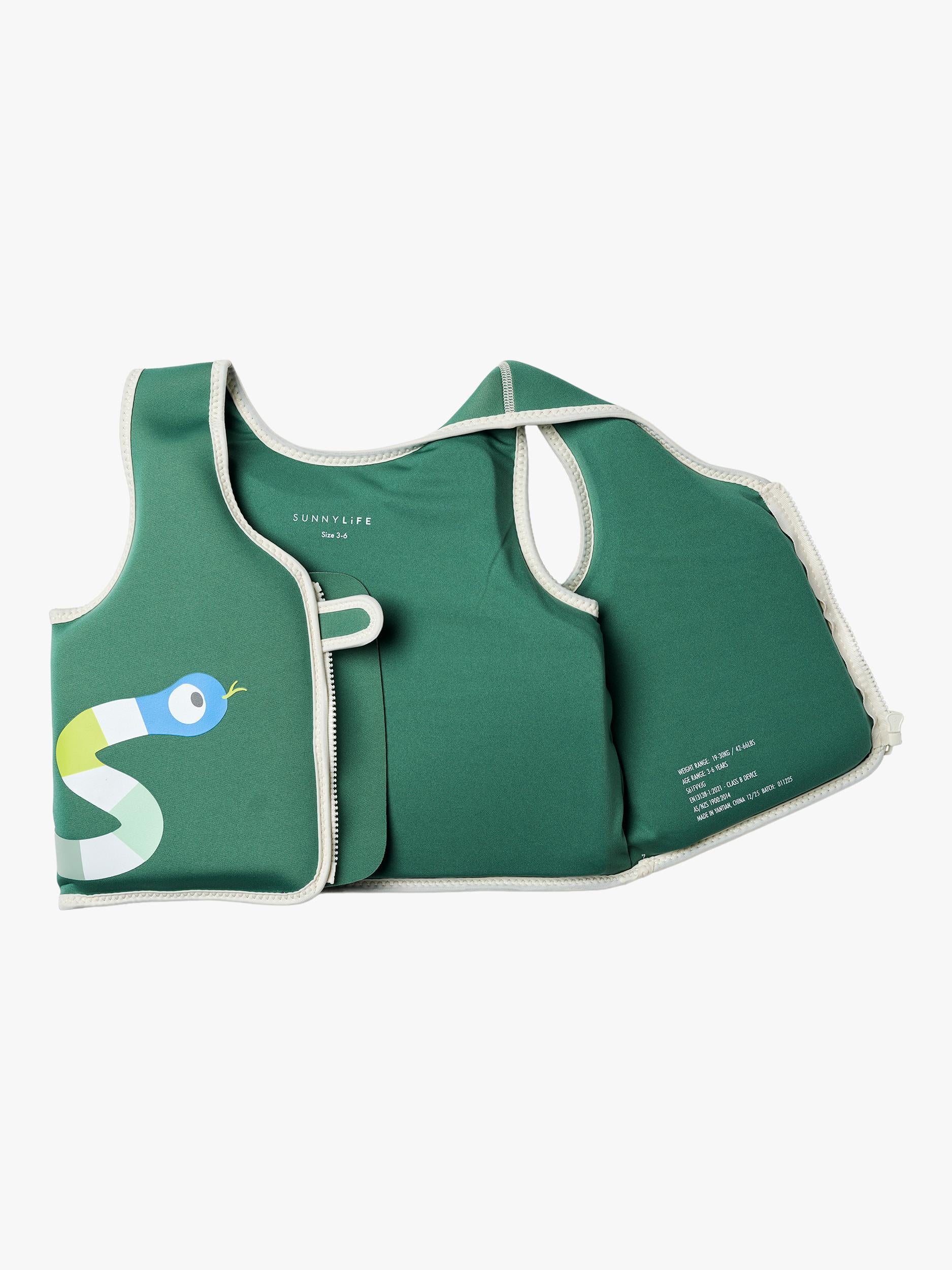 Sunnylife Into The Jungle swim vest for kids, green - British product