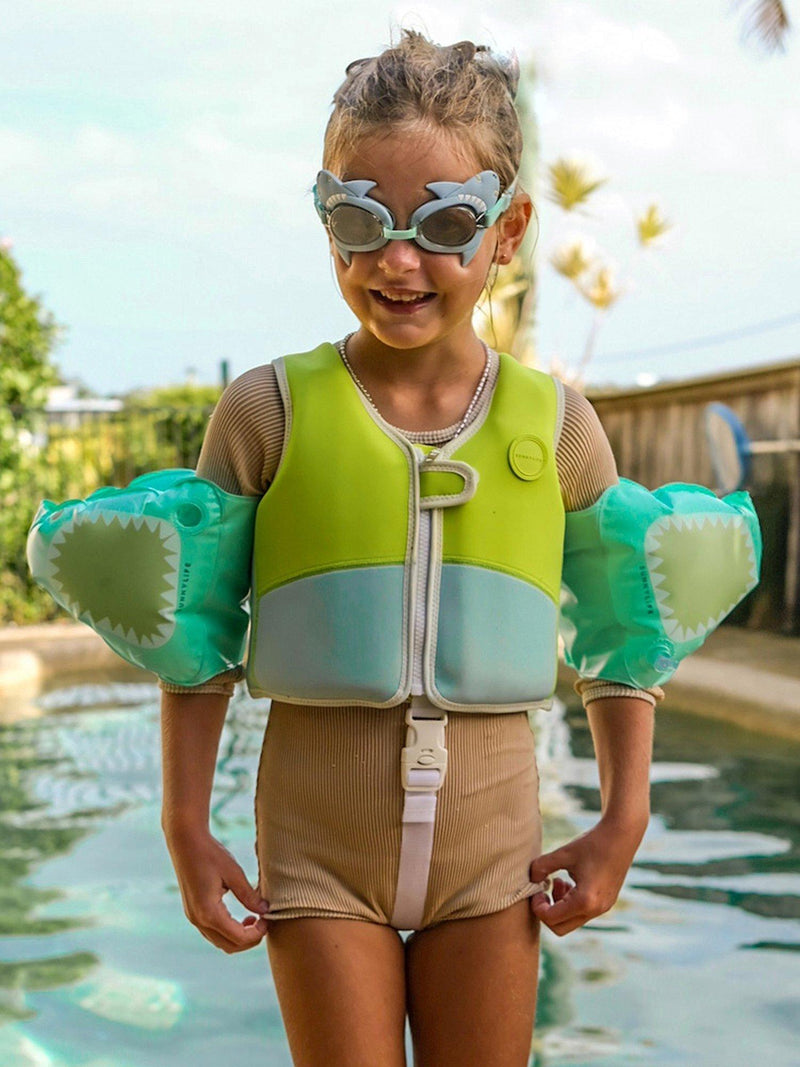 Sunnylife Kids' Salty Shark swimming vest, imported from the UK