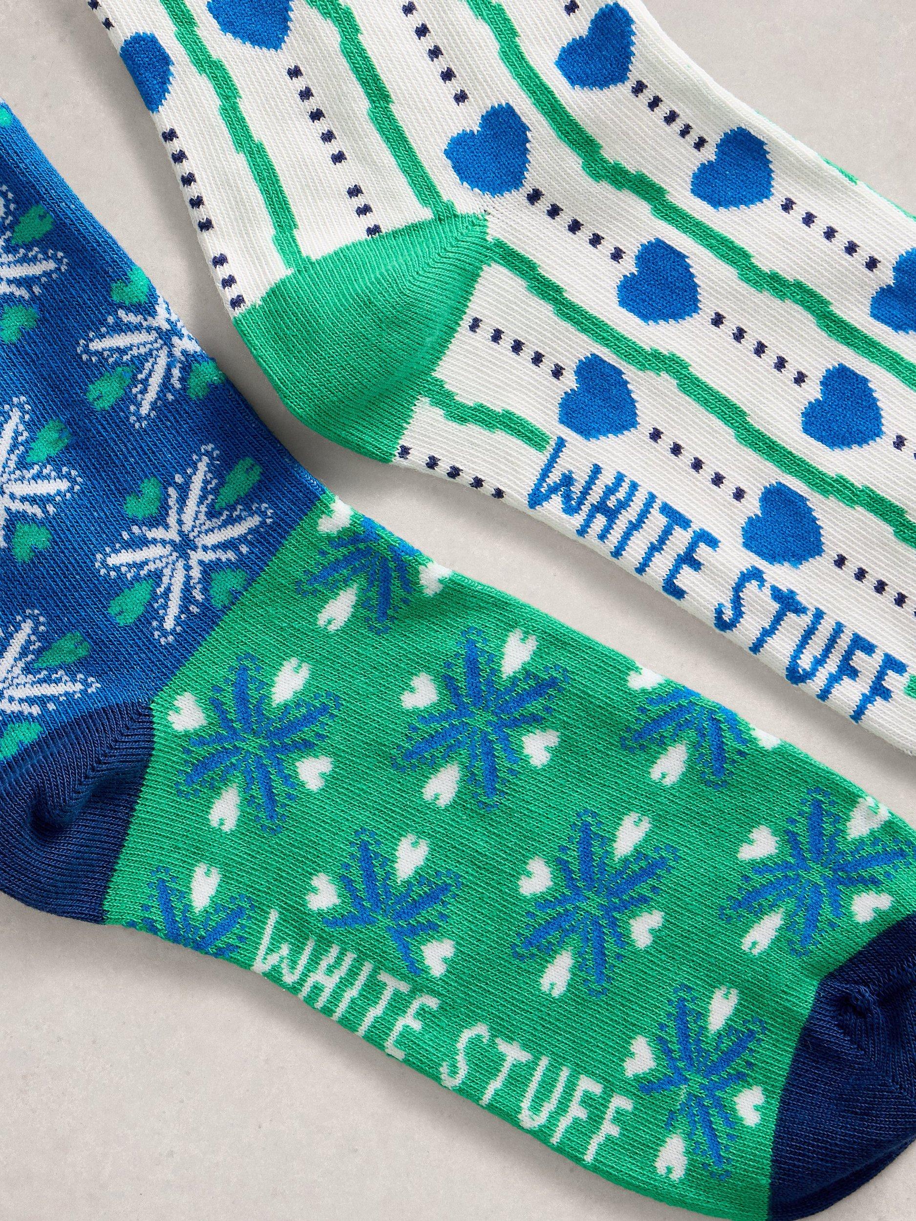 White Stuff heart print socks pack of 2 (British brand)