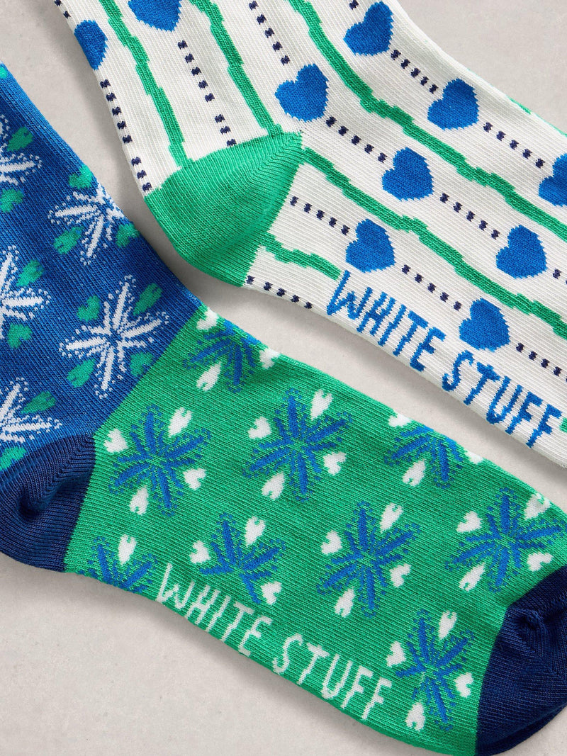 White Stuff heart print socks pack of 2 (British brand)
