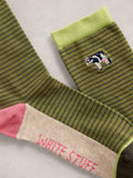 White Stuff green cow embroidered ankle socks (British brand)