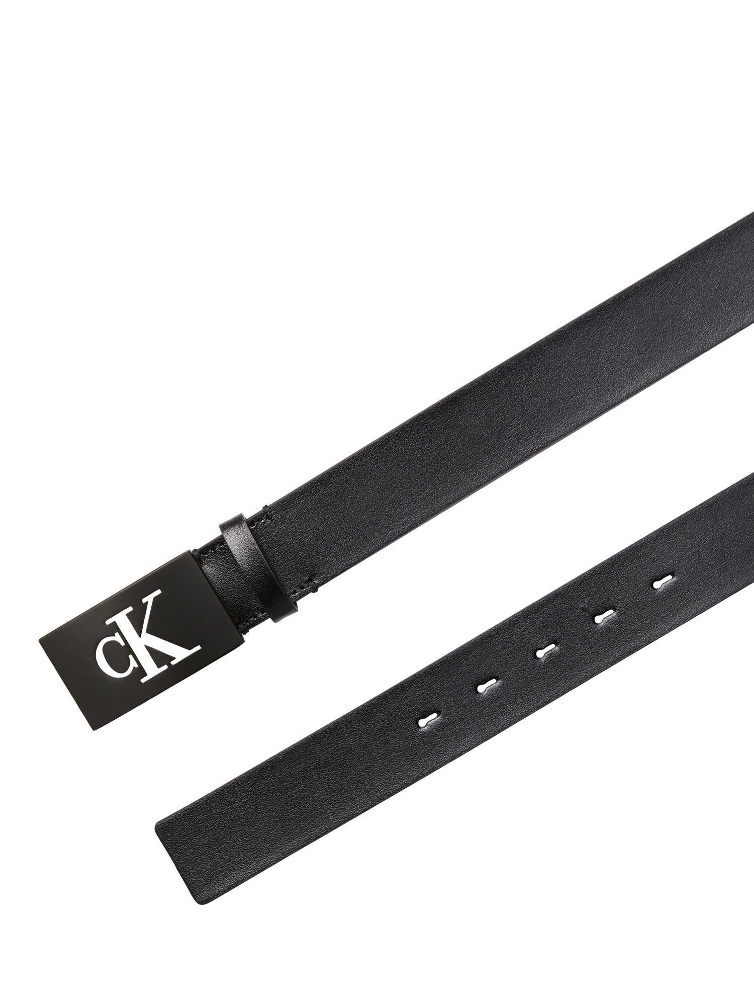 Calvin Klein split leather plaque buckle belt, UK version