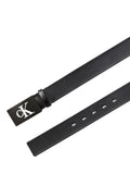 Calvin Klein split leather plaque buckle belt, UK version
