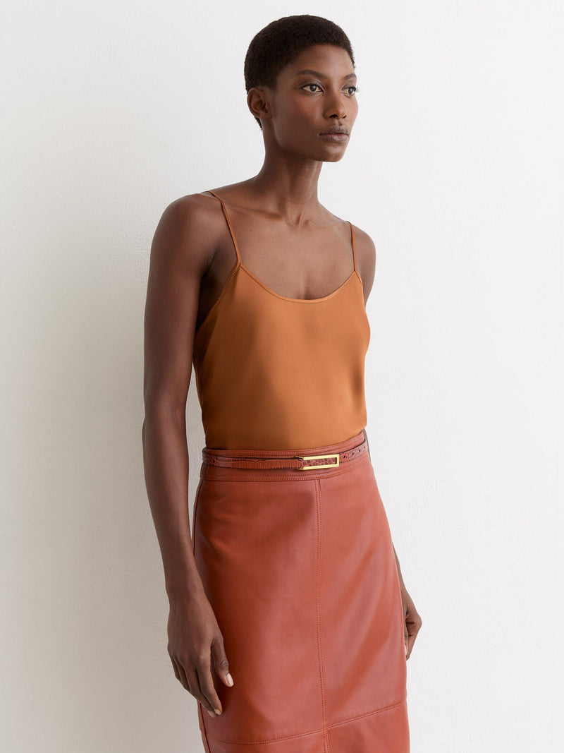 Reiss Bronya mock croc leather belt tan (British brand)