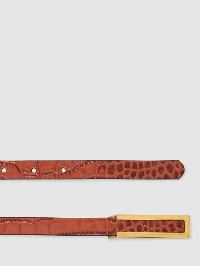 Reiss Bronya mock croc leather belt tan (British brand)