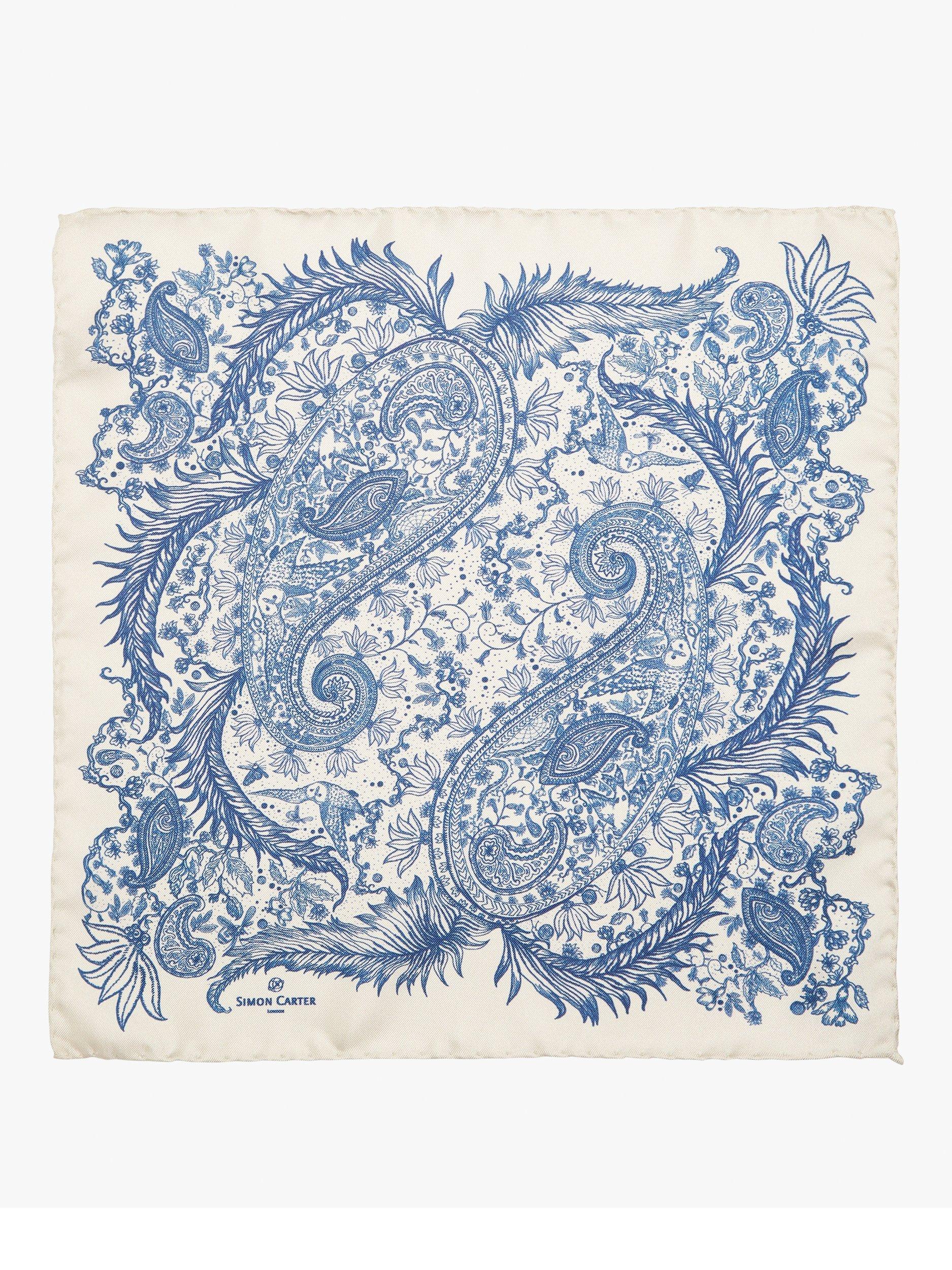 Simon Carter silk paisley pocket square, imported from the UK