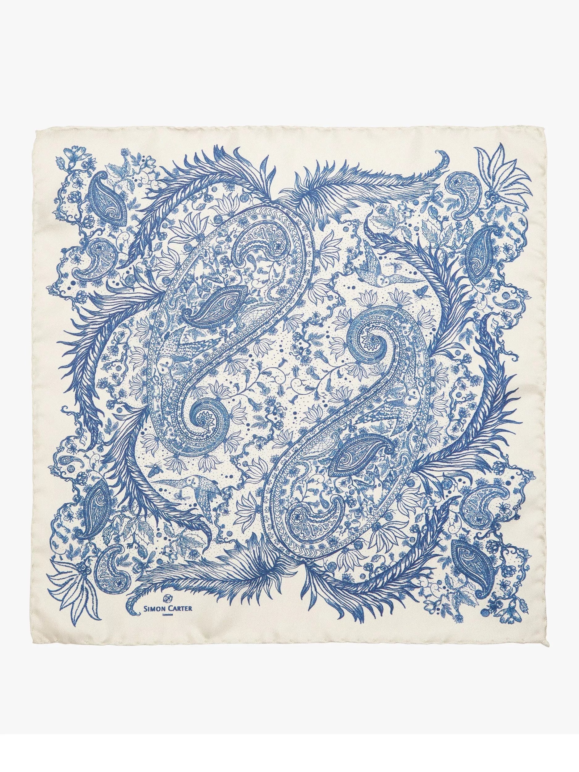 Simon Carter silk paisley pocket square, imported from the UK